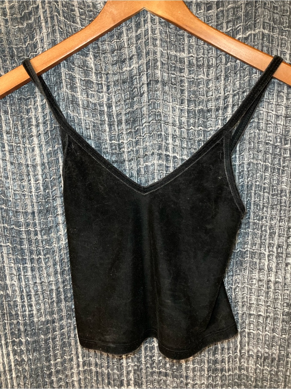 Brandy Melville Black Velvet V-Neck Cami
